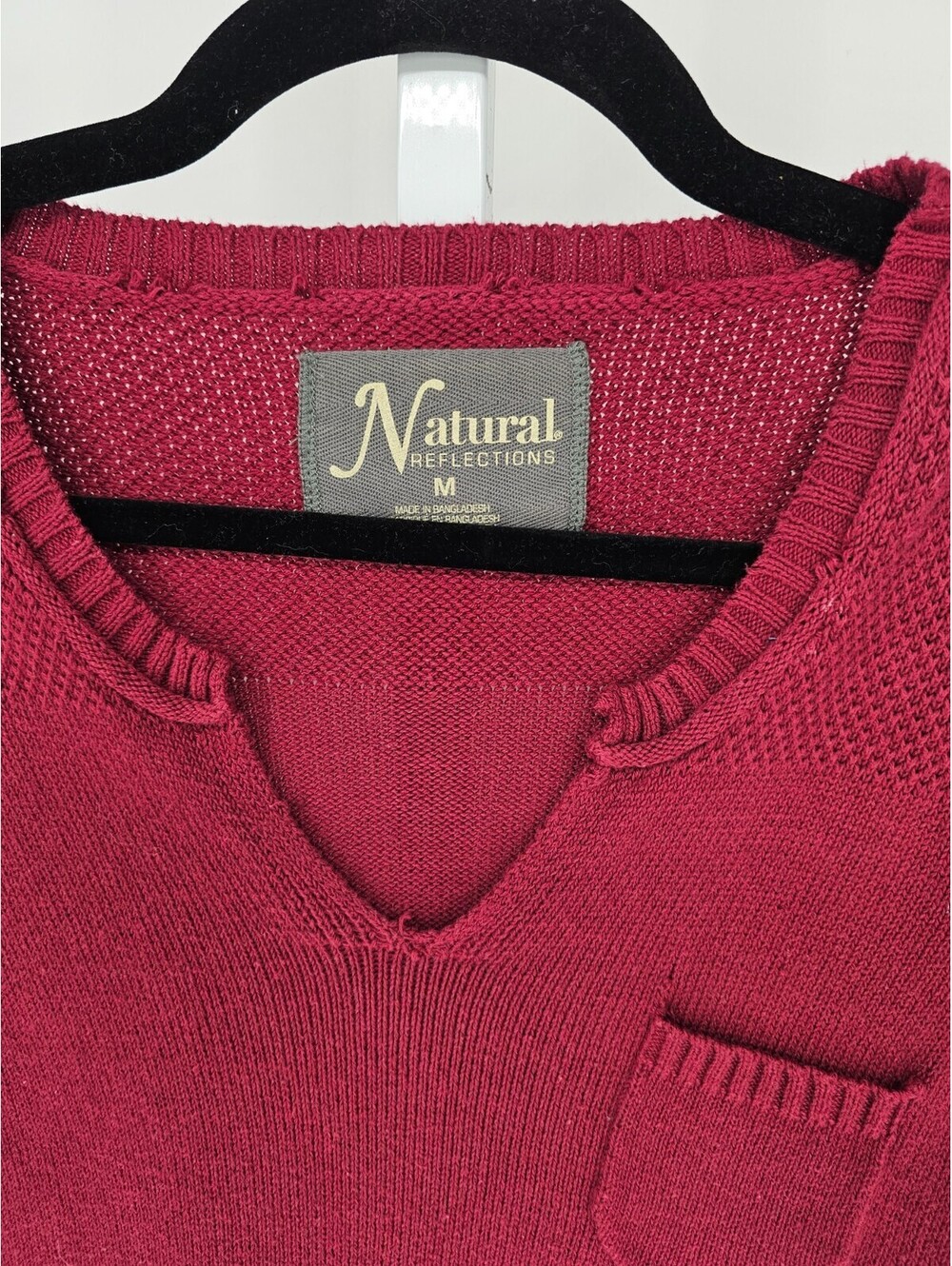Natural Reflections Womens Sz M Knit Sweater Burgundy Red w. Pocket Long Sleeve - Picture 3 of 4